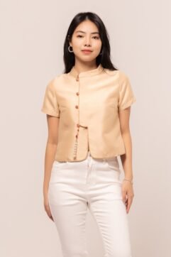 QianLu Tassel Flower Button Top 525498