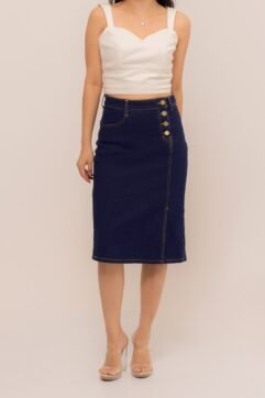 Aisle Button Midi Denim Skirt 5237