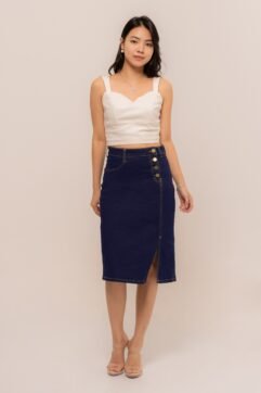 Aisle Button Midi Denim Skirt 5237