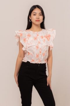 Glee Flower Ruffle Sleeves Top 7575