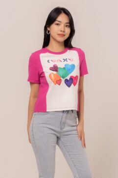 Ebella Two-Tone Printed Top CC32268