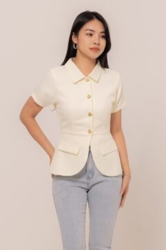 Cherilla Tweed Front-Slit Top 3035