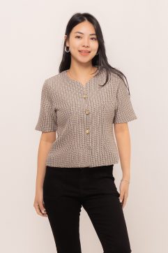 Filberta Button Tweed Top CO7022
