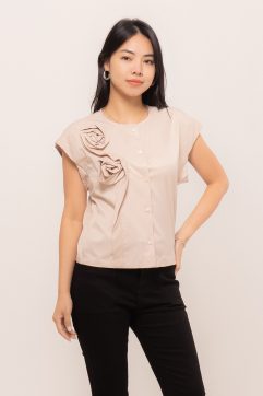 Tania Flower Cap Sleeves Top CC32914