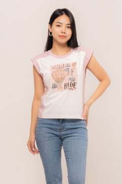 Laura Rhinestones Printed Top CC32446