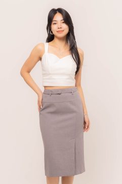 Melvina Belted Front Slit Skirt CC33432