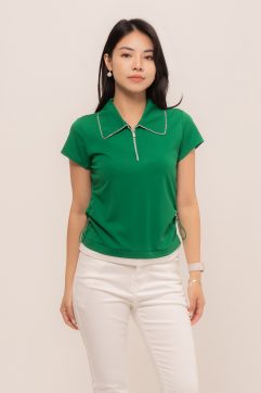 Miqiu Zipper Drawstring Top 7671