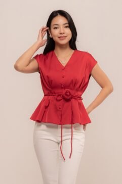 Joyelle Flower Belted Top CC33854