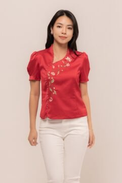 FangMei Flower Embroidery Top CC33613