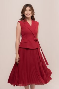 Eudith Side Tie Pleated Dress CC33588-1