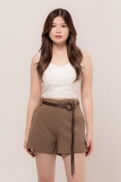 Vallie Belted Contrast Stitch Shorts CC34109