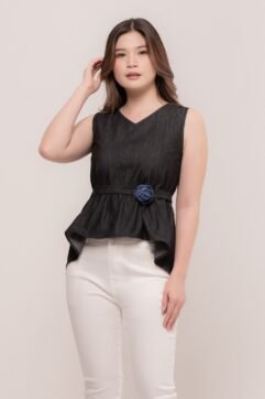 Guvela Denim Peplum Top 5S25052