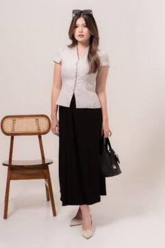 Safira Tweed Pearl Button Top CC33763