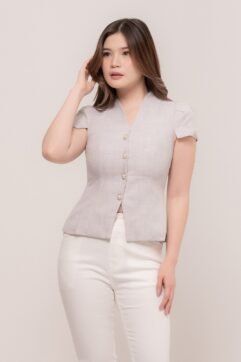 Safira Tweed Pearl Button Top CC33763