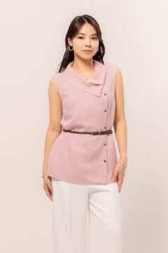 Felice Asymmetric Collar Belted Top 5S25338