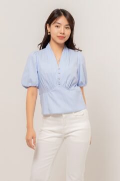 Electra Striped Puff Sleeve Top CC32616