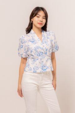 Delia Floral Puff Sleeve Top CC32616-1